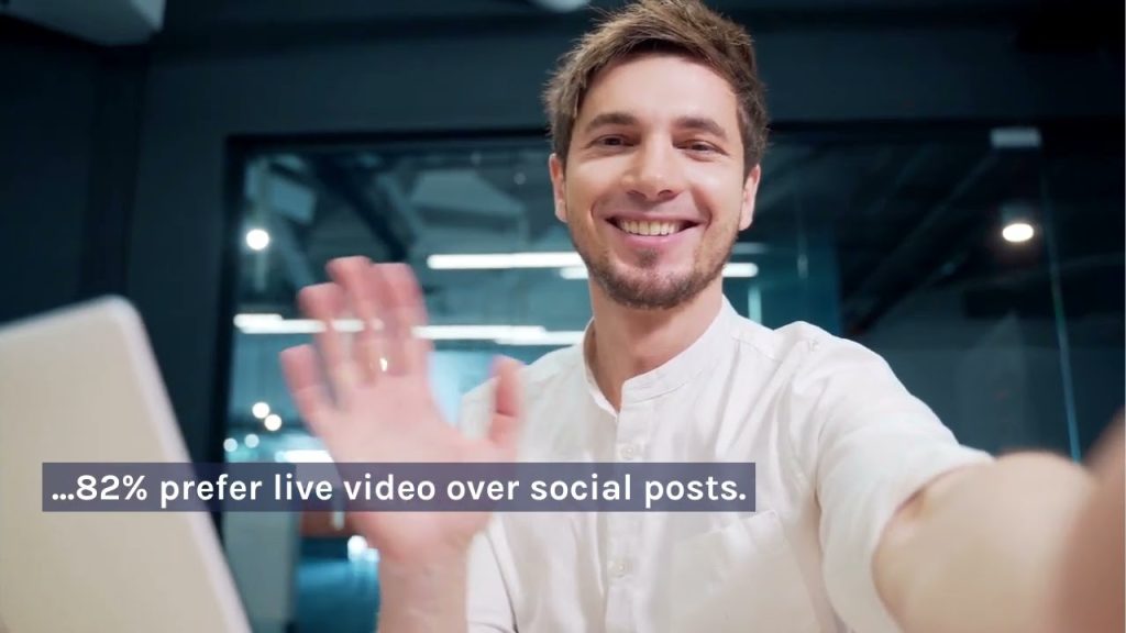 Business professional recording a live video, representing video marketing, live streaming, content creation, audience engagement, and digital marketing.