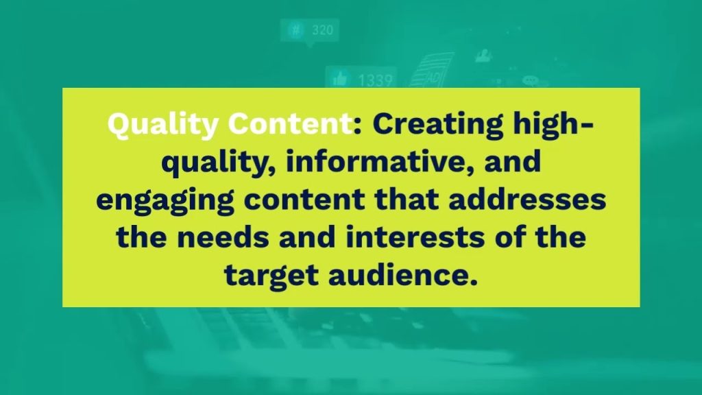 Graphic highlighting the importance of creating high-quality, informative, and engaging content for successful SEO and digital marketing.