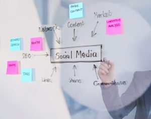 Social media marketing professional creating branded content and managing digital campaigns for business growth.