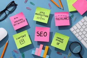 Digital marketing professional analyzing website SEO performance and search engine optimization strategy.